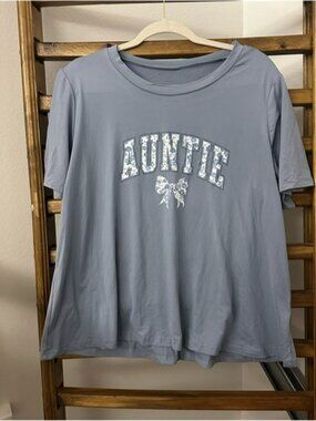 SHEIN Blue 'AUNTIE' Short Sleeve Tee